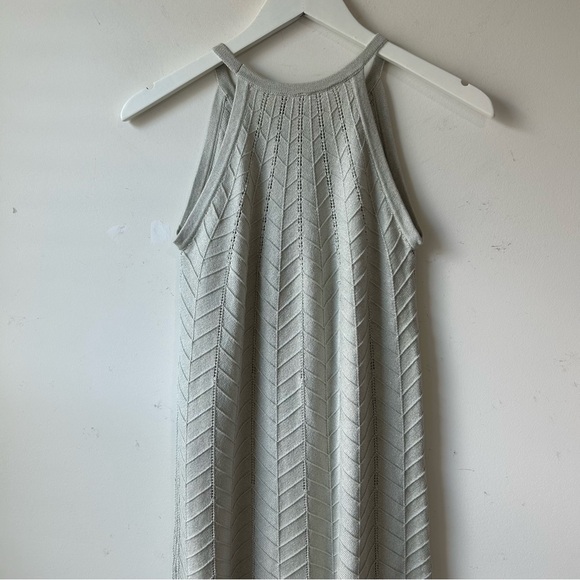 NWT Joie Ivory Shevron Knitted Metallic High Neck Dress Sz XS Festive Holidays - Picture 5 of 14